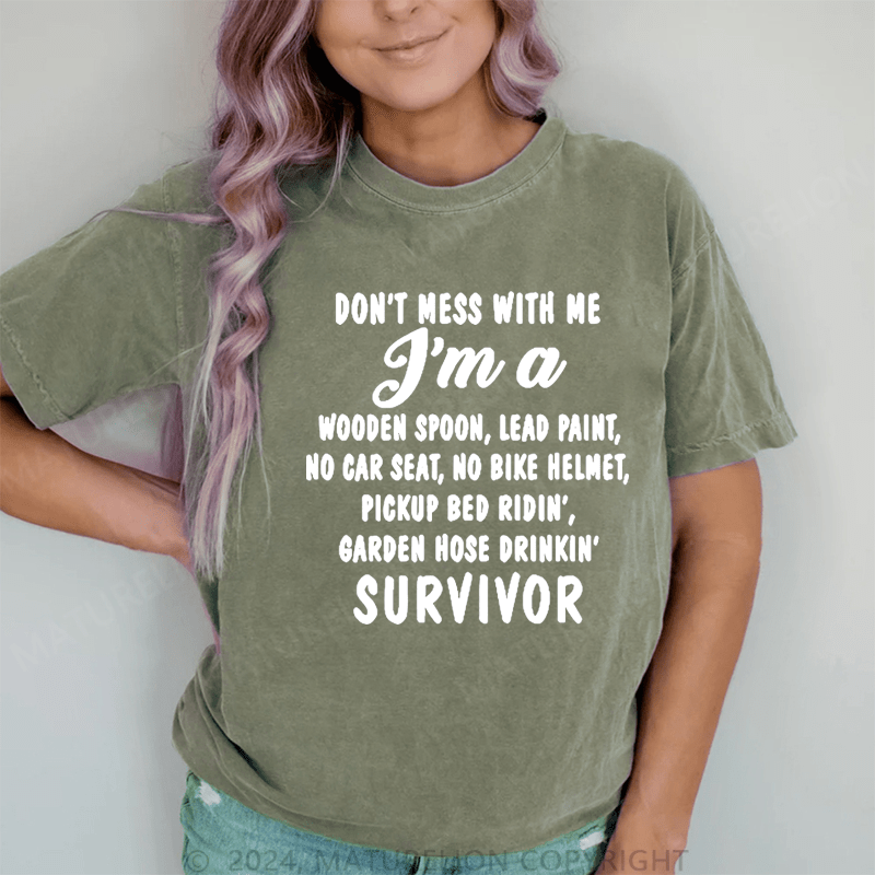 Maturelion Don't Mess With Me J'm A Wooden Spoon,Lead Paint DTG Printing Washed Cotton T-Shirt