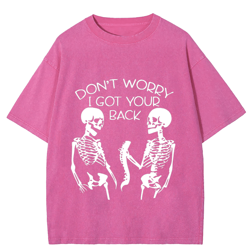Maturelion Halloween Don't Worry I Got Your Back DTG Printing Washed Cotton T-Shirt