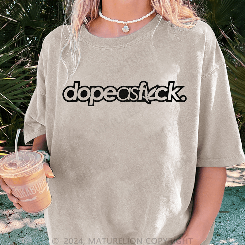 Maturelion Dopeasfuck DTG Printing Washed Cotton T-Shirt