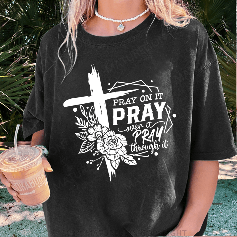 Maturelion Faith Prayer DTG Printing Washed Cotton T-Shirt