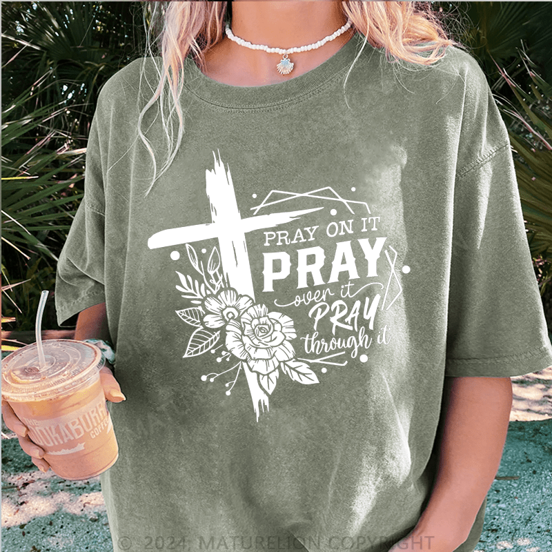 Maturelion Faith Prayer DTG Printing Washed Cotton T-Shirt