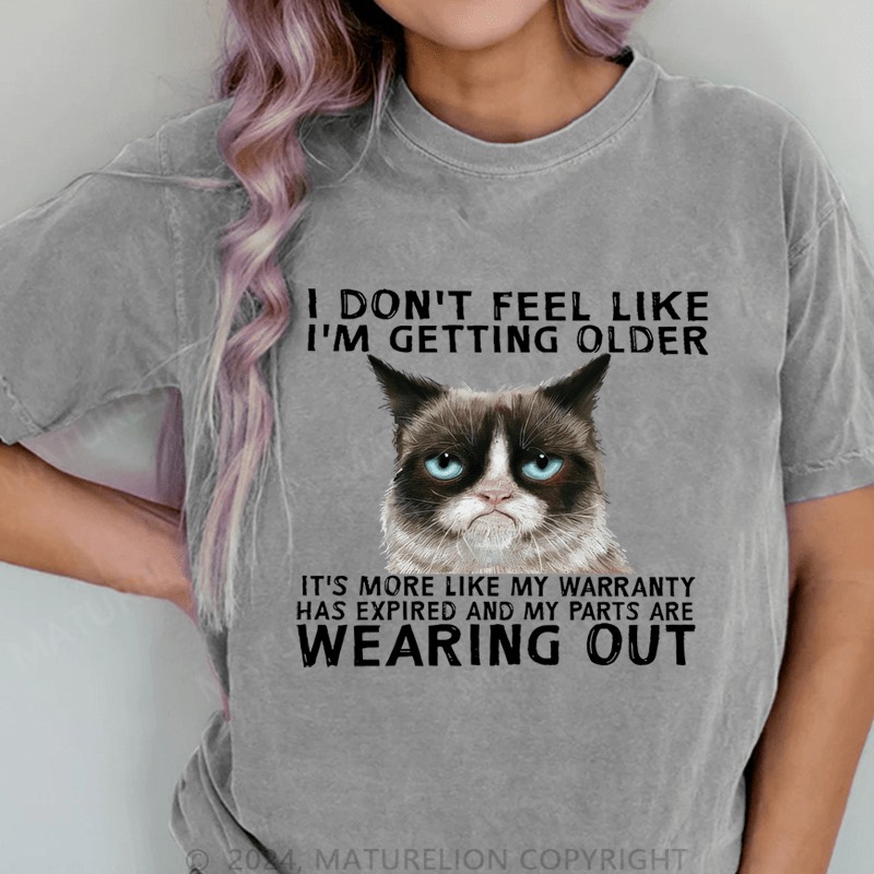 Maturelion Funny Qoute Grumpy Cat DTG Printing Washed Cotton T-Shirt