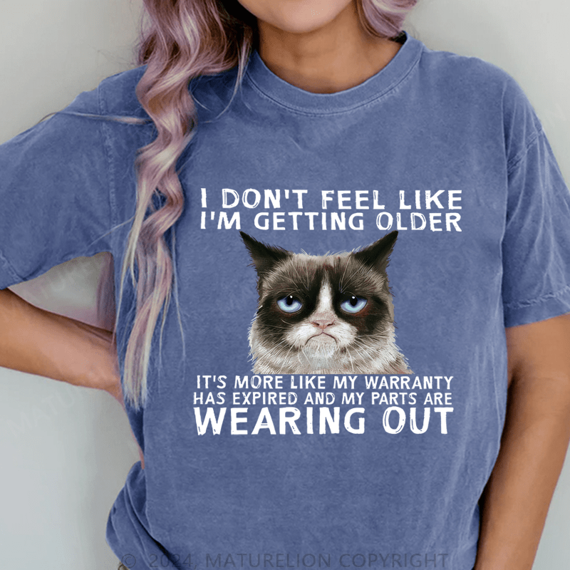 Maturelion Funny Qoute Grumpy Cat DTG Printing Washed Cotton T-Shirt