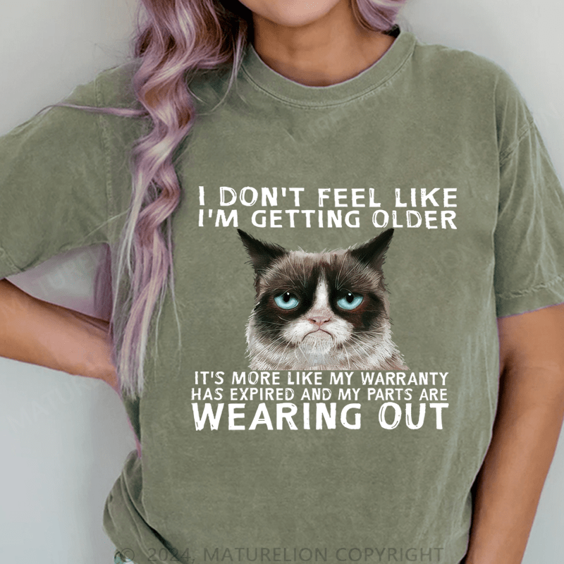Maturelion Funny Qoute Grumpy Cat DTG Printing Washed Cotton T-Shirt