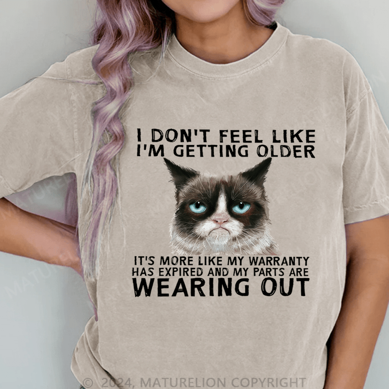 Maturelion Funny Qoute Grumpy Cat DTG Printing Washed Cotton T-Shirt