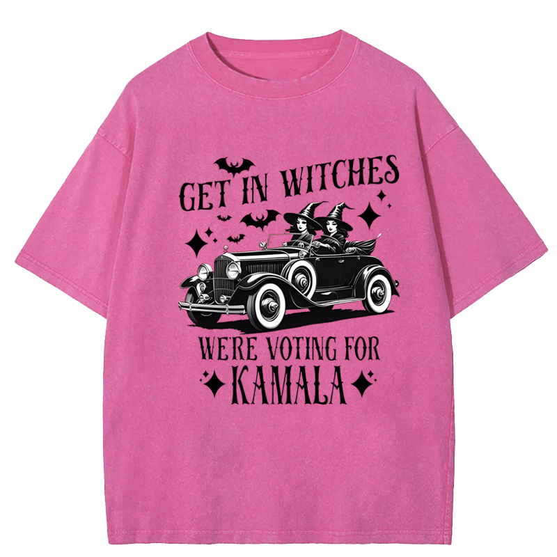 Maturelion Halloween Get In Witches WeRe Voting For Kamala Cooling Performance DTG Printing Washed Cotton T-Shirt