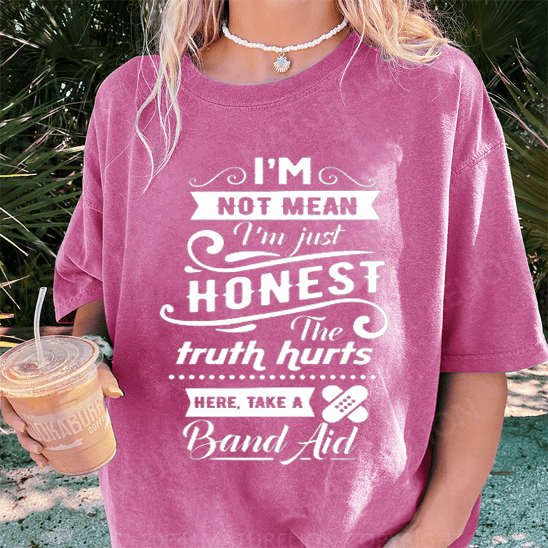 Maturelion I'm Not Mean DTG Printing Washed Cotton T-Shirt