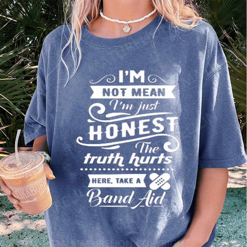 Maturelion I'm Not Mean DTG Printing Washed Cotton T-Shirt