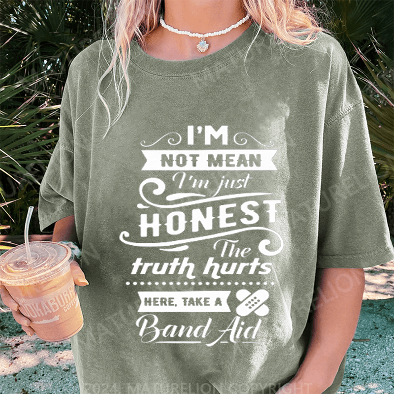 Maturelion I'm Not Mean DTG Printing Washed Cotton T-Shirt