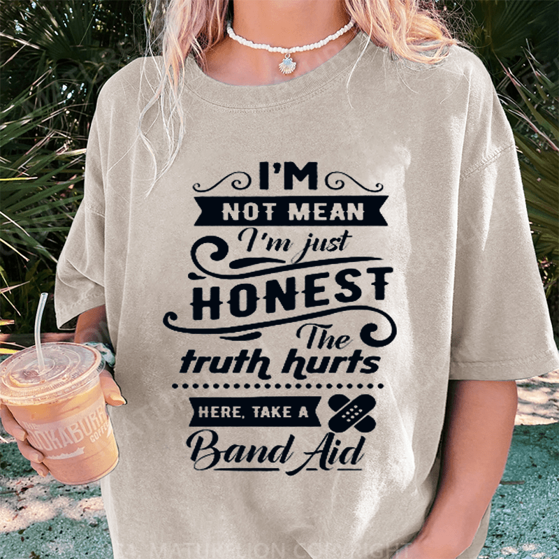 Maturelion I'm Not Mean DTG Printing Washed Cotton T-Shirt