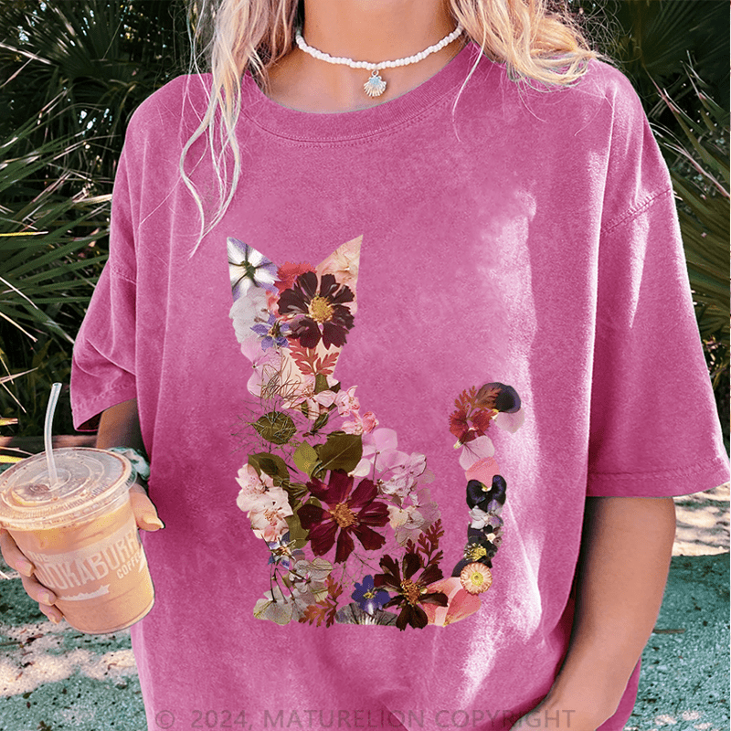 Maturelion Kitten DTG Printing Washed Cotton T-Shirt