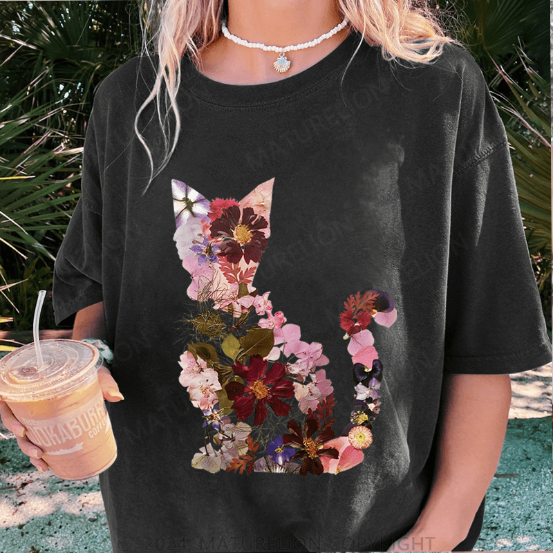 Maturelion Kitten DTG Printing Washed Cotton T-Shirt
