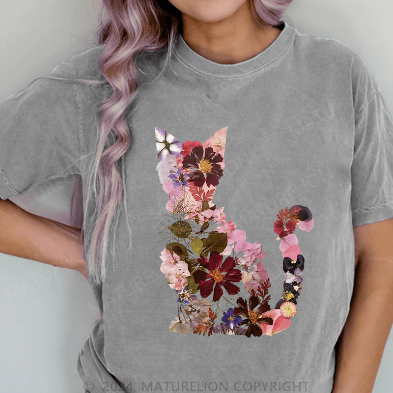 Maturelion Kitten DTG Printing Washed Cotton T-Shirt
