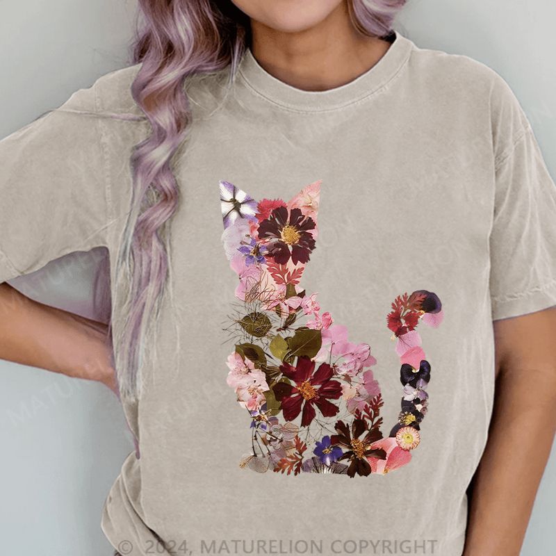 Maturelion Kitten DTG Printing Washed Cotton T-Shirt