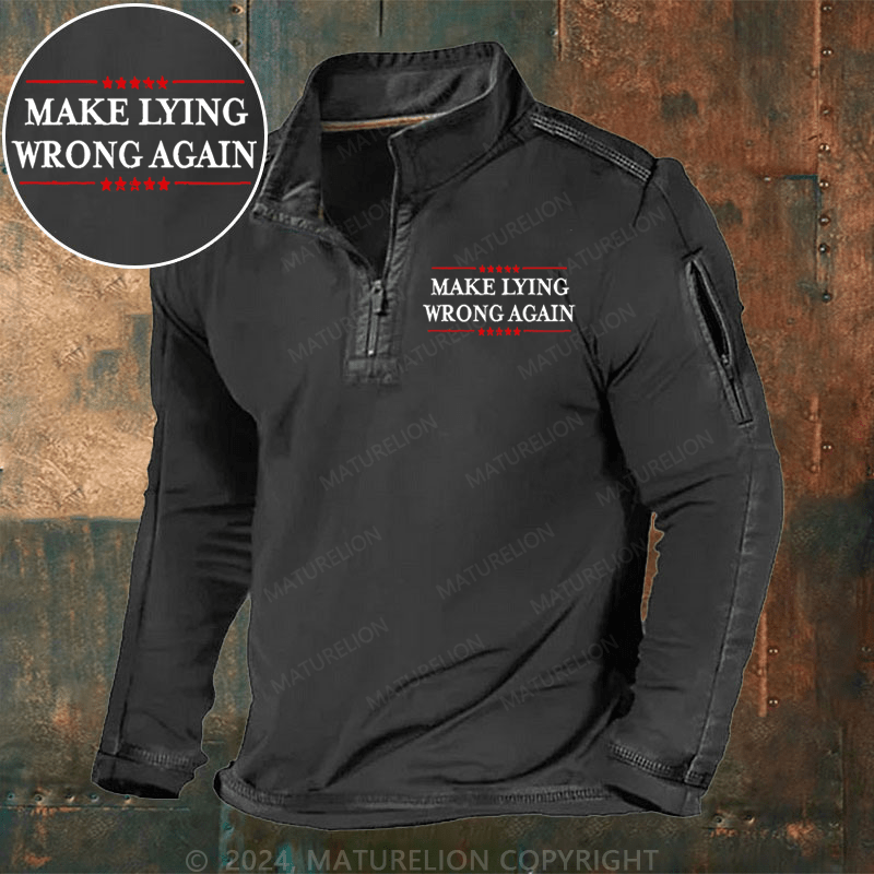 Maturelion Men's Henley Shirt Make Lying Wrong Again Henley Shirt