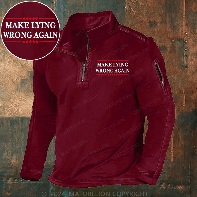 Maturelion Men's Henley Shirt Make Lying Wrong Again Henley Shirt