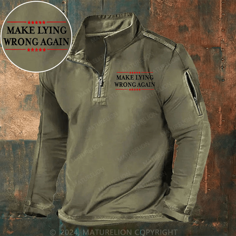 Maturelion Men's Henley Shirt Make Lying Wrong Again Henley Shirt