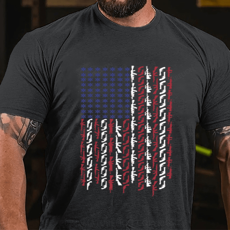Maturelion Men's T-Shirt Us Flag Printed T-Shirt