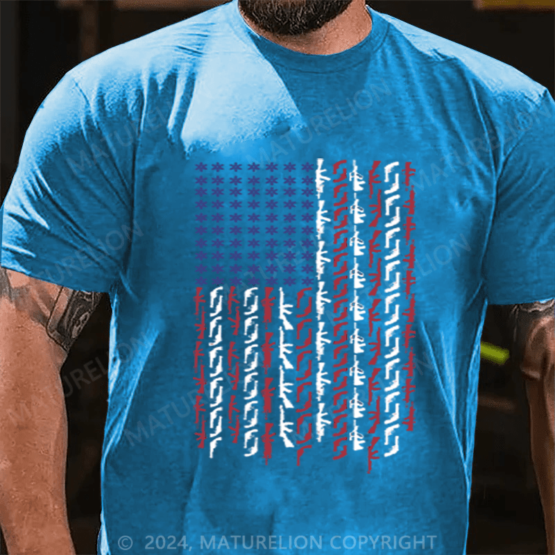 Maturelion Men's T-Shirt Us Flag Printed T-Shirt