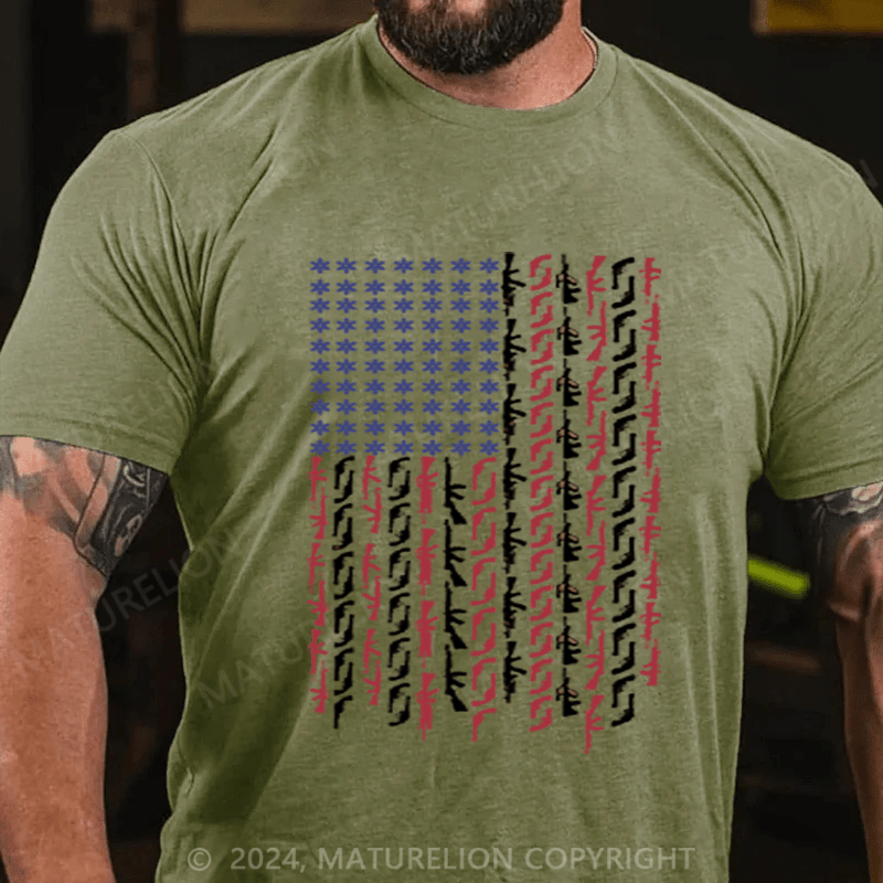 Maturelion Men's T-Shirt Us Flag Printed T-Shirt