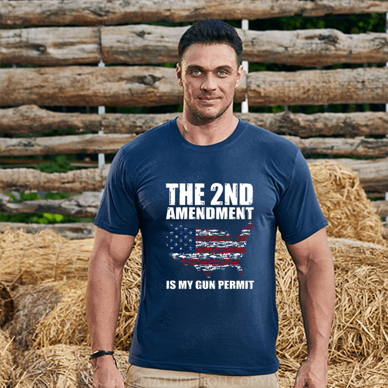 Maturelion Men's T-Shirt The 2nd Amendment Is My Gun Permit T-Shirt