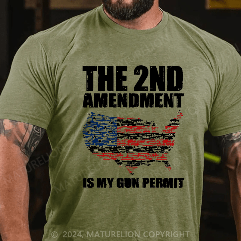 Maturelion Men's T-Shirt The 2nd Amendment Is My Gun Permit T-Shirt