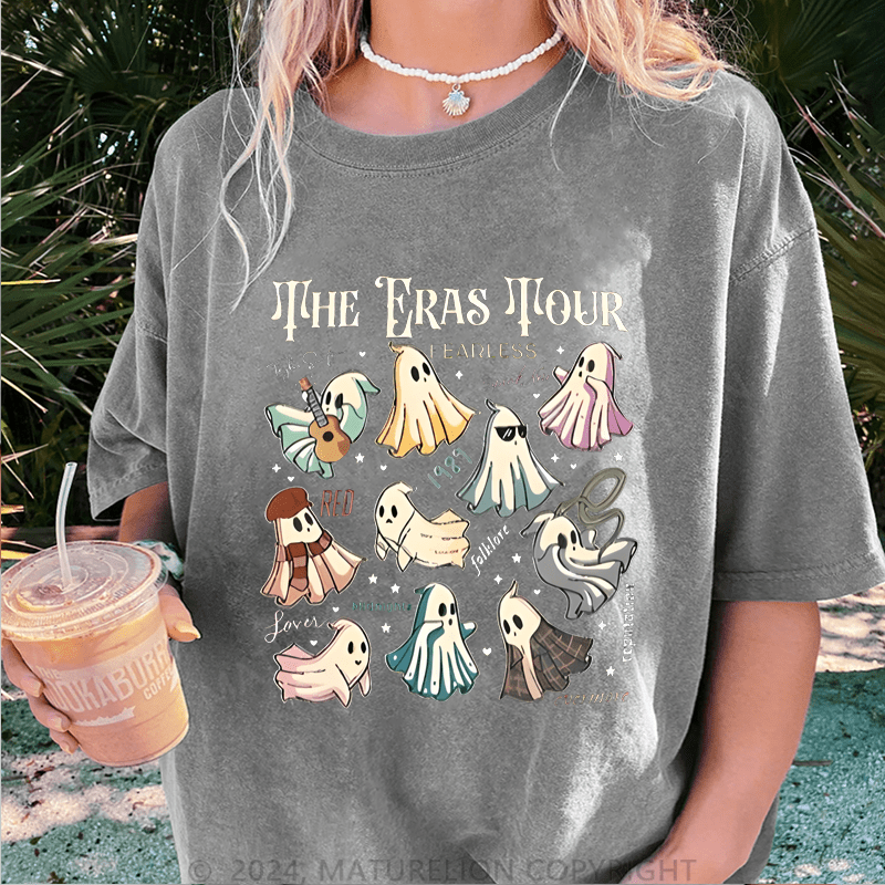 Maturelion Halloween The Eras Tour Ghost Halloween DTG Printing Washed Cotton T-Shirt