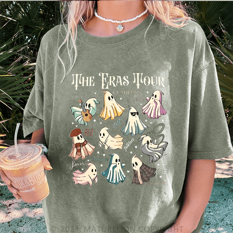 Maturelion Halloween The Eras Tour Ghost Halloween DTG Printing Washed Cotton T-Shirt