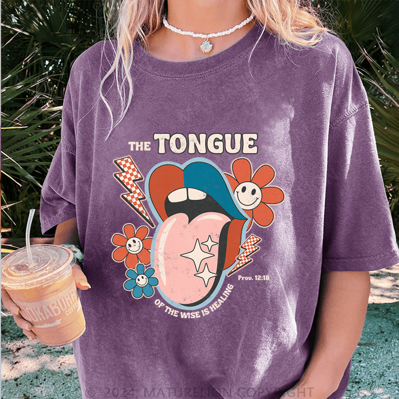 Maturelion The Tongue Of The Wisteis Healing DTG Printing Washed Cotton T-Shirt