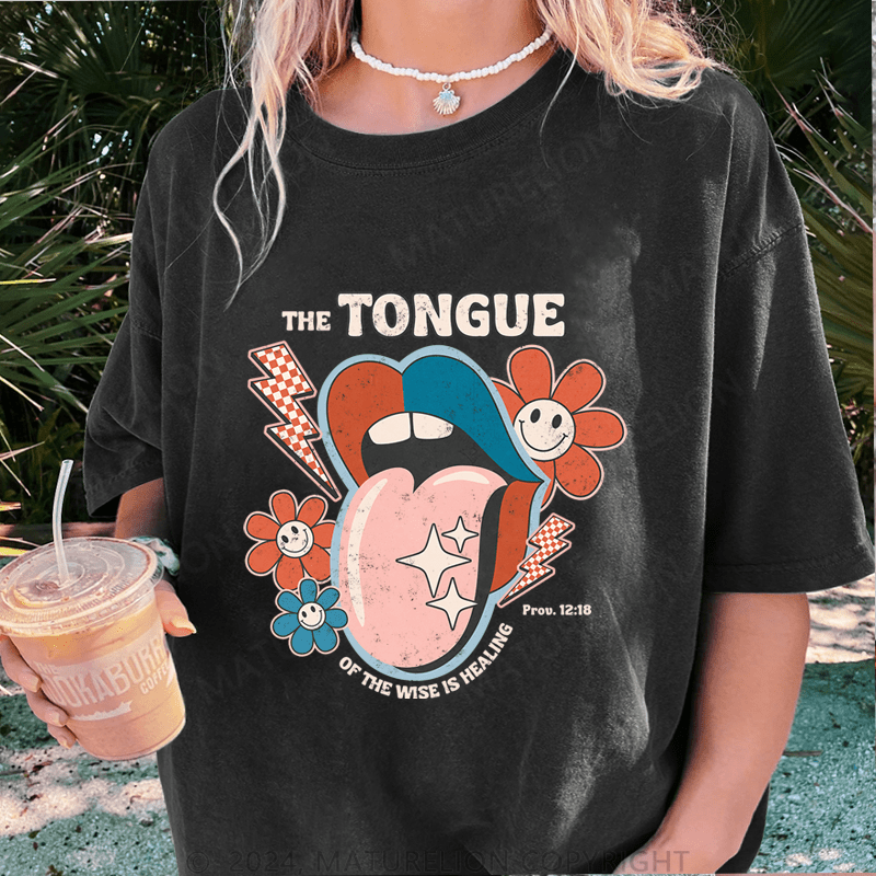 Maturelion The Tongue Of The Wisteis Healing DTG Printing Washed Cotton T-Shirt