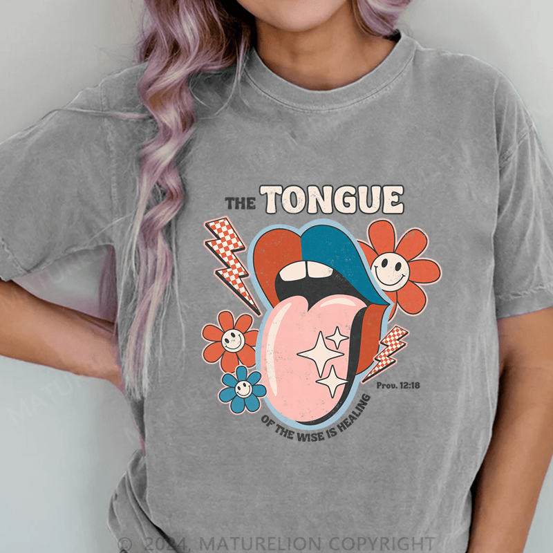 Maturelion The Tongue Of The Wisteis Healing DTG Printing Washed Cotton T-Shirt