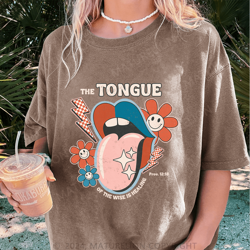 Maturelion The Tongue Of The Wisteis Healing DTG Printing Washed Cotton T-Shirt