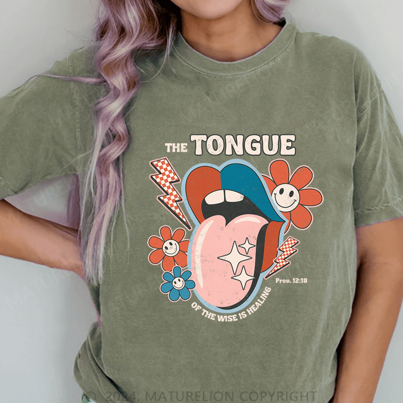 Maturelion The Tongue Of The Wisteis Healing DTG Printing Washed Cotton T-Shirt