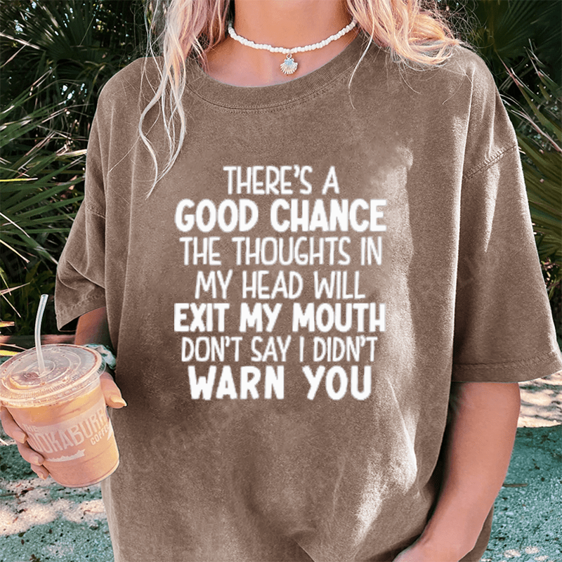 Maturelion There's A Good Chance The Thoughts In My Head Will Exit My Mouth DTG Printing Washed Cotton T-Shirt