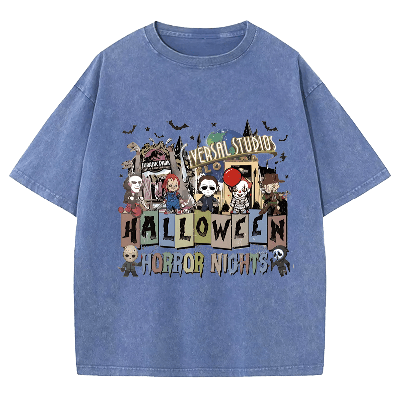 Maturelion Halloween Universal Studios Halloween Horror Nights DTG Printing Washed Cotton T-Shirt