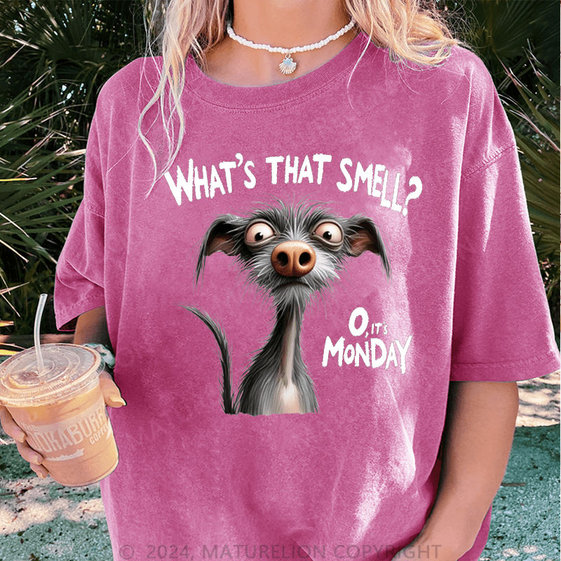 Maturelion What's That Smell?O,It's Monday DTG Printing Washed Cotton T-Shirt