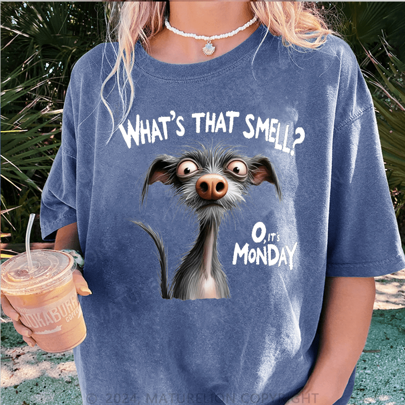 Maturelion What's That Smell?O,It's Monday DTG Printing Washed Cotton T-Shirt