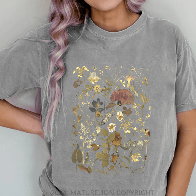 Maturelion Wildflowers DTG Printing Washed Cotton T-Shirt