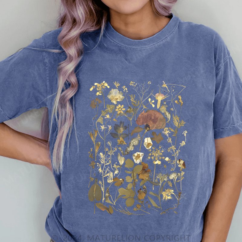 Maturelion Wildflowers DTG Printing Washed Cotton T-Shirt