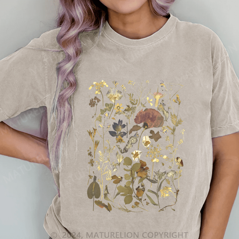 Maturelion Wildflowers DTG Printing Washed Cotton T-Shirt