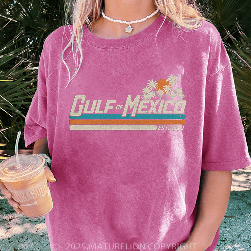 Maturelion Women's Washed T-Shirt Gulf Of Mexico Washed T-Shirt