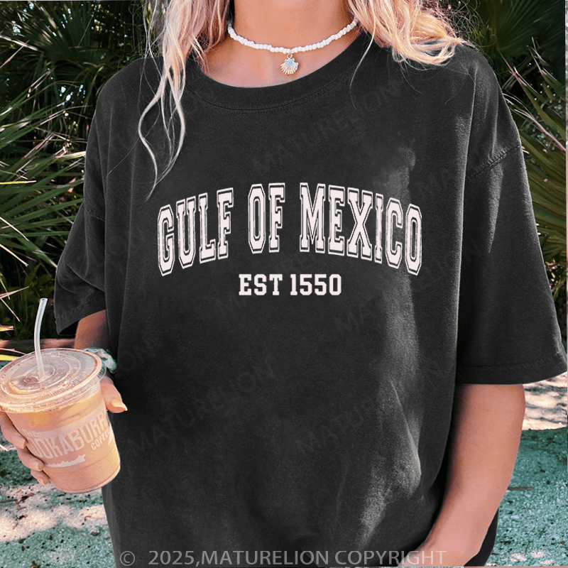 Maturelion Women's Washed T-Shirt Gulf Of Mexico Washed T-Shirt