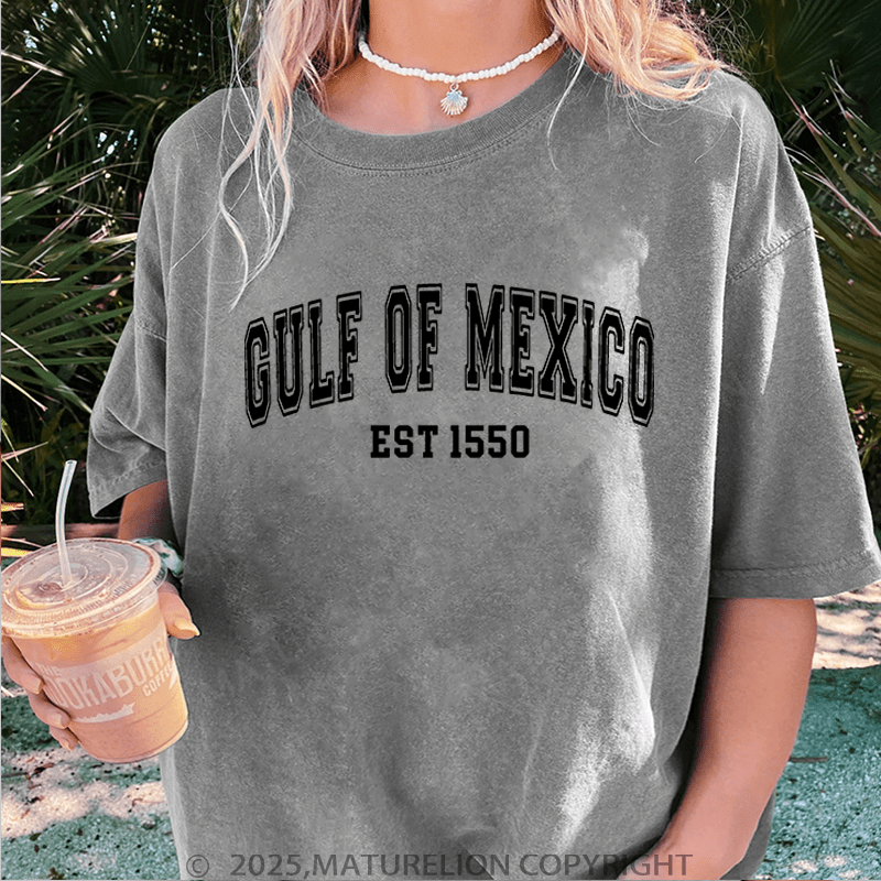 Maturelion Women's Washed T-Shirt Gulf Of Mexico Washed T-Shirt