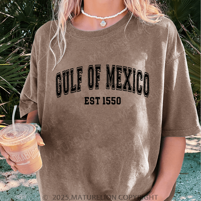Maturelion Women's Washed T-Shirt Gulf Of Mexico Washed T-Shirt