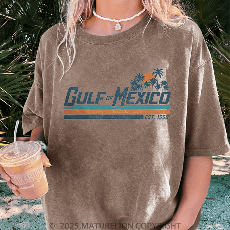 Maturelion Women's Washed T-Shirt Gulf Of Mexico Washed T-Shirt