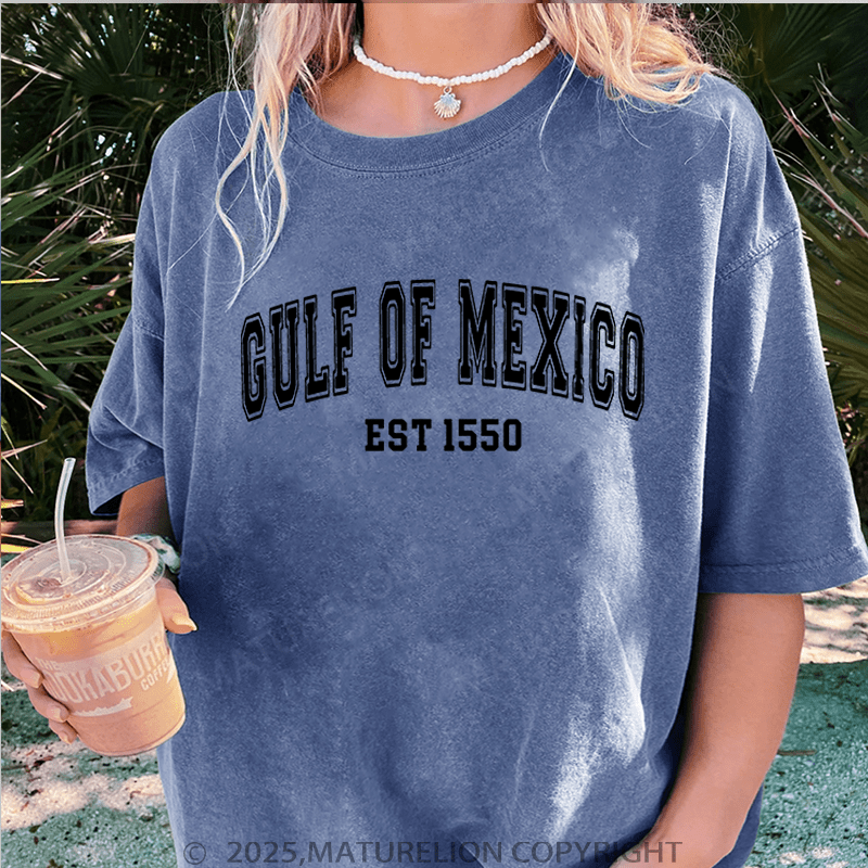 Maturelion Women's Washed T-Shirt Gulf Of Mexico Washed T-Shirt