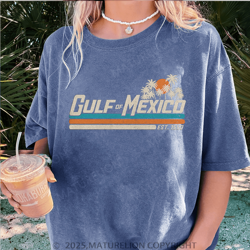 Maturelion Women's Washed T-Shirt Gulf Of Mexico Washed T-Shirt