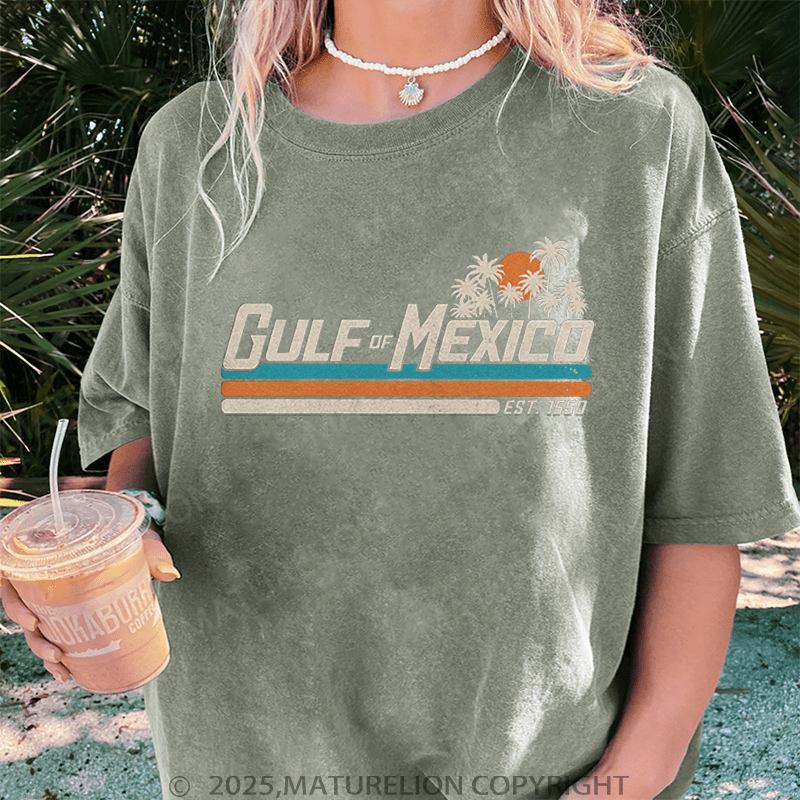Maturelion Women's Washed T-Shirt Gulf Of Mexico Washed T-Shirt