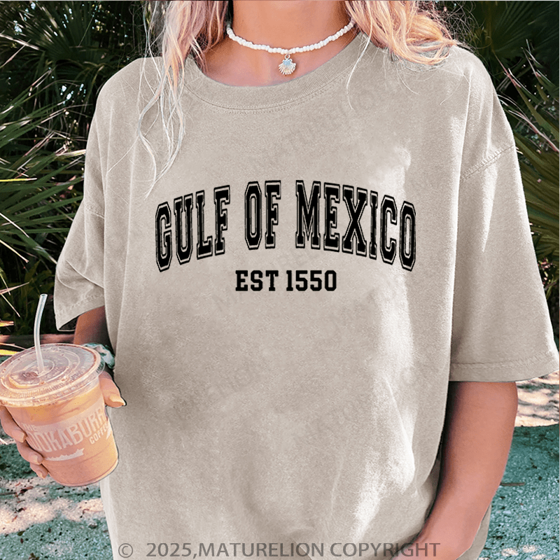 Maturelion Women's Washed T-Shirt Gulf Of Mexico Washed T-Shirt