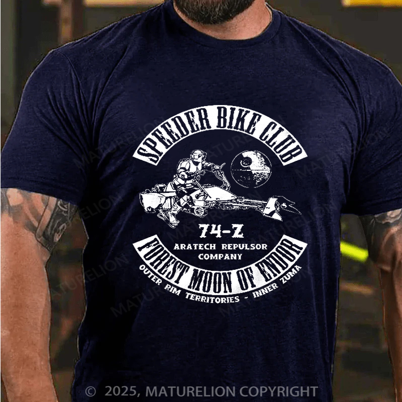Maturelion Men's T-Shirt Speeder Bike Club Cotton T-Shirt